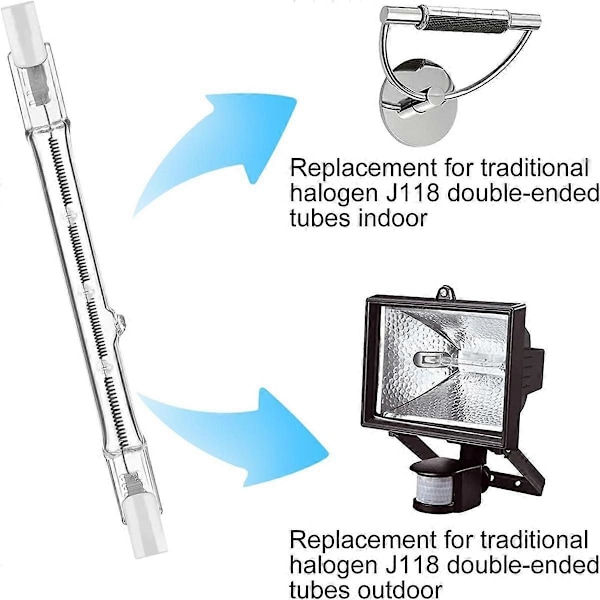 R7s Halogenpærer, 7-pakning R7s Pære 118mm Dimbar 230V Halogenpærer, Wolfram Lineær Pære 150W