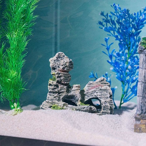 2 stk. Akvariedekorationer Grønt Græs Reje Skjulested Resin Akvarietilbehør Resin Akvariehule 11 x 9 x 11 cm, 10 x 5,5 x 10 cm.