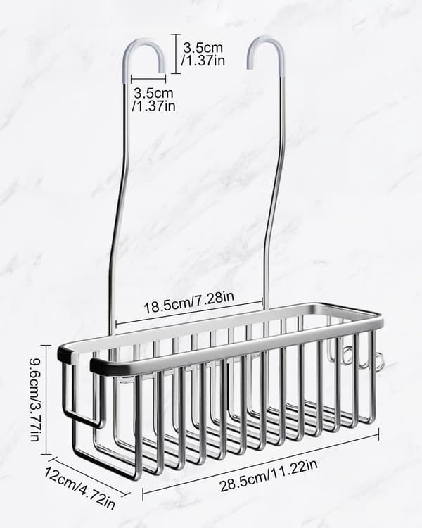 Dusjhylle 30 cm kremhvit rustfritt stål, rustfri organisator for baderomsglassvegger Silver