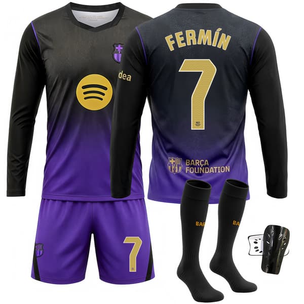 Sort og lilla langærmet fodboldtrøje nummer 10 til mænd Wearing socks on the 16th #M