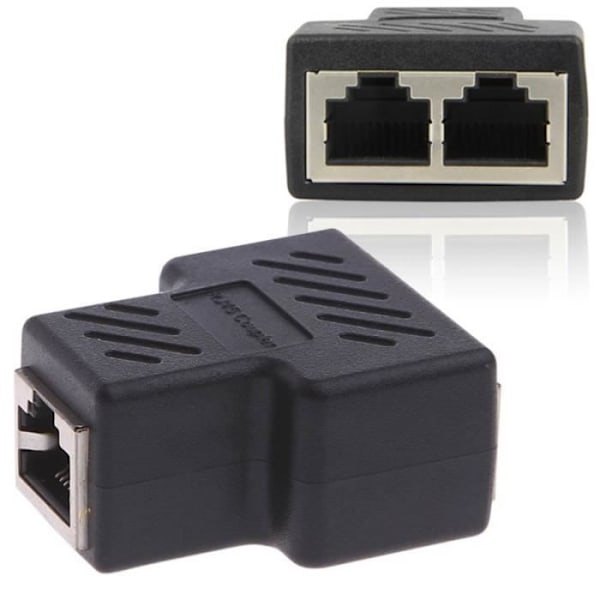 2-suuntainen LAN-verkkokaapeli Ethernet-naarasjakaja-adapteriliitin, musta