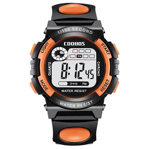 Sportklocka Barnklockor Silikonarmband Vattentät LED Digital Klocka För Barn Student Flicka Pojke Armbandsur orange