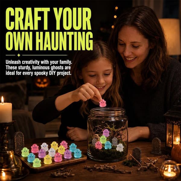 80 Stykker Mini Spøgelsesfigurer Glødende Halloween Små Spøgelser