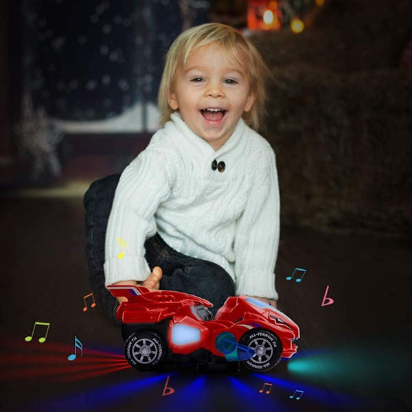 Dinosaurusmuuntautuva auto, sähköinen dinosauruslelu, automaattisesti muuntautuva dinosaurusauto valoilla ja äänillä, sopii 3–7-vuotiaille Blue