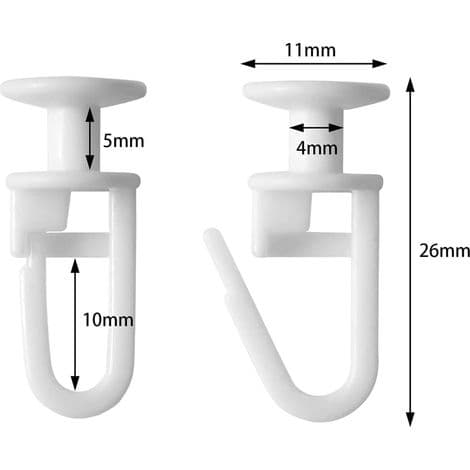 Linghang - Pack of 50 Nano Plastic Curtain Track Gliders - Folding Hooks with Safety Lock - Silent Gliding