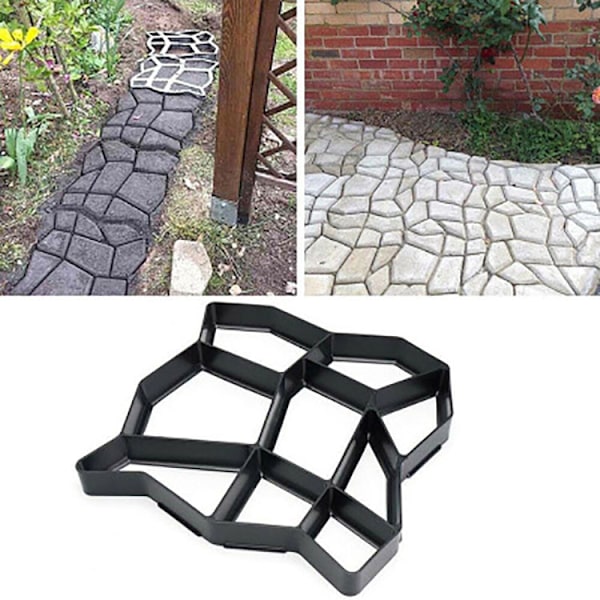 Plastform til belægningssten, havecementsten i landlig stil, granitform, betonbelægningssten (6 forme)