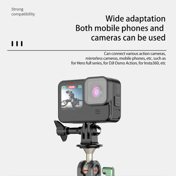 Kameran tuulilasin imukuppikiinnike 1/4 tuuman kierteellä Hero 11 10 9 ja Insta360 -actionkameroille