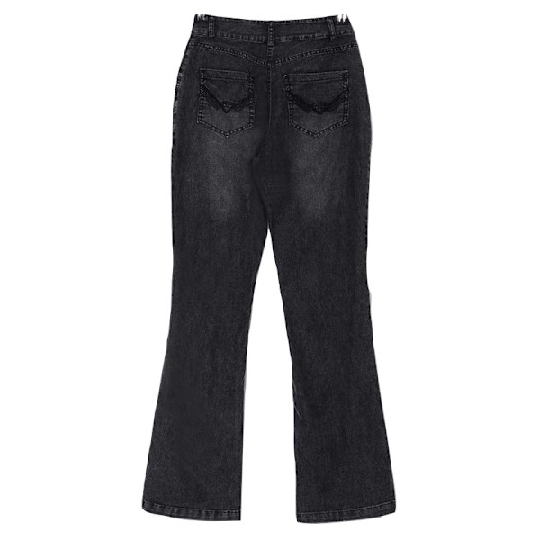 Lågmidjade utsvängda jeans för dam, stuprörsjeans, bootcut, svarta