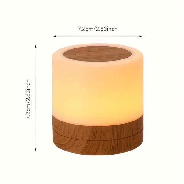 Touch Natlampe Bærbar Mini LED Justerbar Farve Wood Grain
