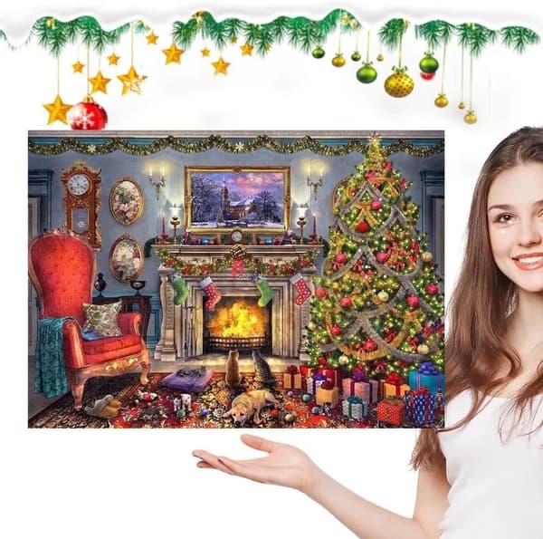 24-boks julekalender puslespill overraskelse blindboks hvit grå pappgave 1008 pieces Christmas 04 (70*50)