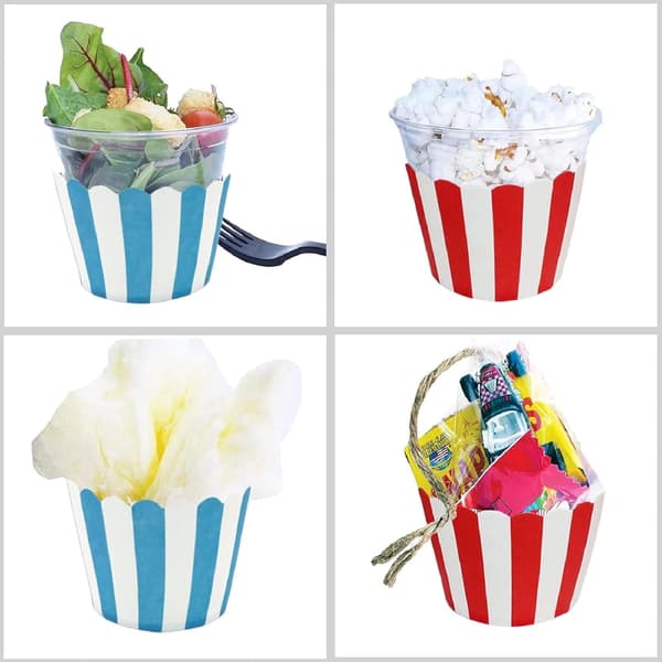 Røde og blå stribede papir muffinsforme 100 stk. bageforme til cupcakes, fester, bryllupper, festivaler, bagerier