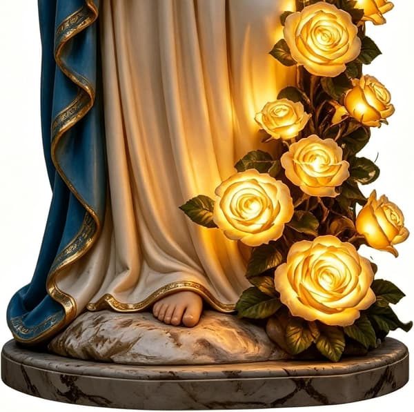 Jomfru Maria Statue Solar Udendørs Solfigur Lampe