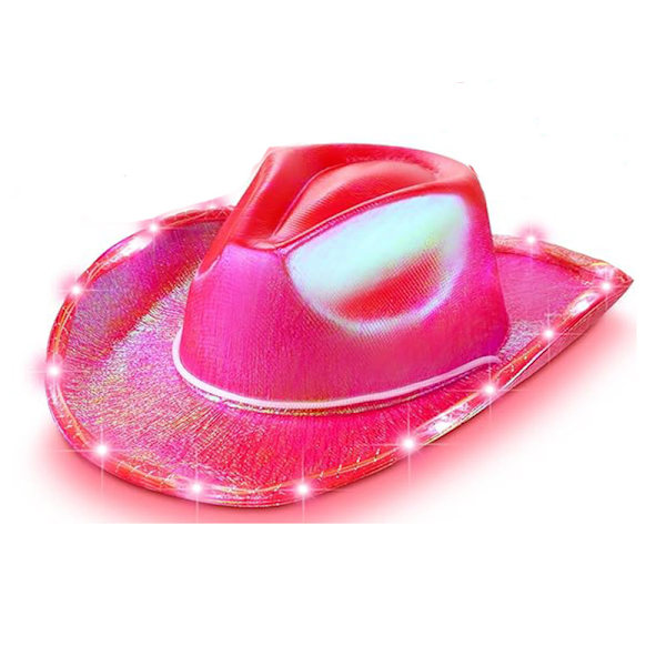 Neon Glitter Cowboyhatt - Rolig Party Disco Cowgirl Hatt