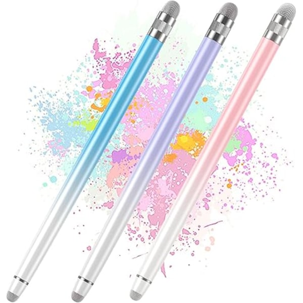 3 st Styluspennor för pekskärmar, Styluspenna för iPhone/iPad/Tablet Android/Microsoft/Surface, Kompatibel med alla (Lila/Rosa/Blå)