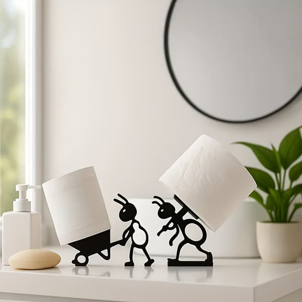 Myreform Ant-formet toiletpapirholder, selvklæbende plastik 2pcs