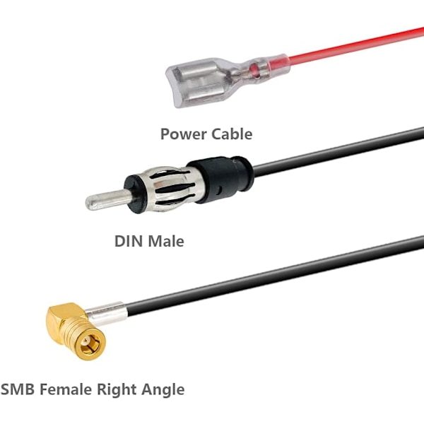 Dab Dab+ Bilradioantenne FM/AM Radioantenne Biltakantenne Forsterkeradapter SMB til DIN med RG174 5M 16.4ft Kabel{HH}