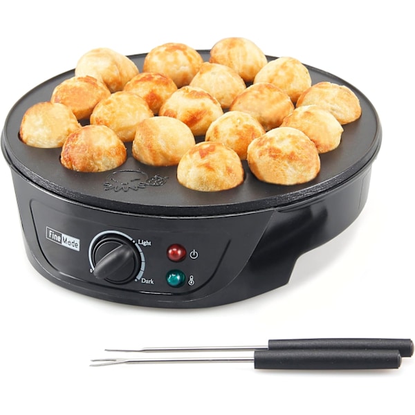 Takoyaki Maker Pan med Temperaturkontroll, Verktøy og Oppskrifter, Lager 18 Japanske Bleksprutboller på en gang, Enkel å Bruke