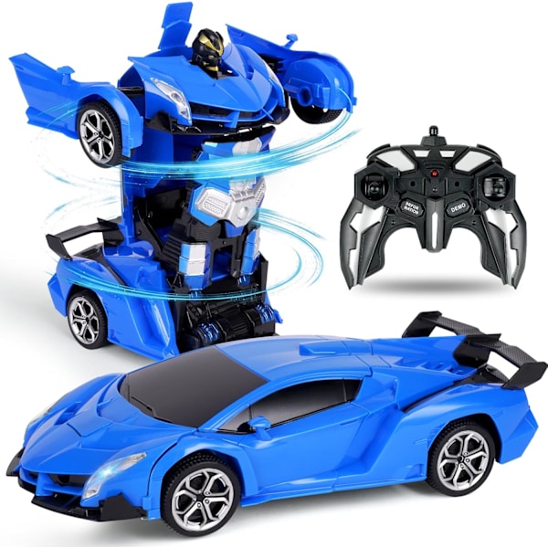 Fjernstyrt bil, 1:18 Transformerende leker Fjernstyrt transformerende bil, 2-i-1 Transformerende robotleke med 2,4 GHz fjernkontroll