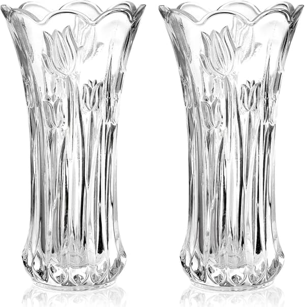 Sæt med 2 glasblomstervaser 24 cm store blomstervaser til midterstykker Moderne klar rosevase 25 x 13 cm