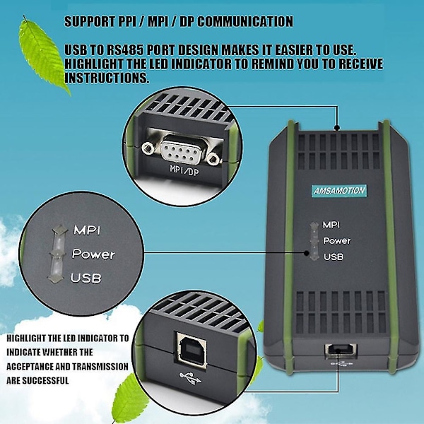 USB Programmeringskabel for S7-200/300/400 PLC RS485 Profibus MPI Kommunikasjon Erstatter 6ES7972-0CB20-0XA0
