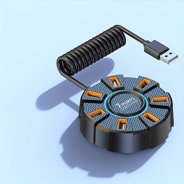7/10 Port USB 2.0 Hub LED Multiportexpansion Black 7 Ports