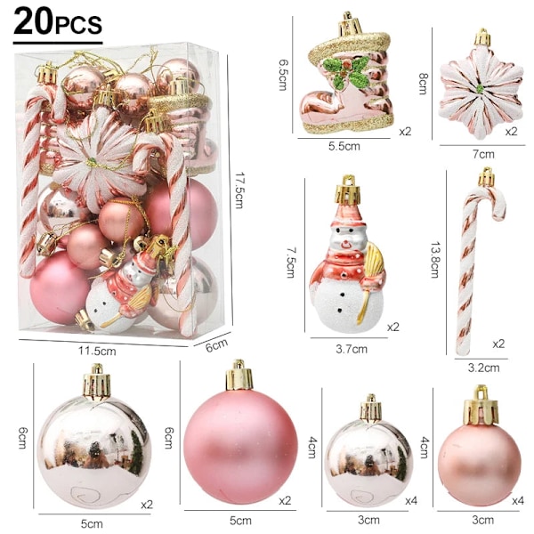 Julgranskulor Röda Godispinnar Hängande Ornament Stora Hängsmycken Set Juldekorationer för Hemmet 2024 Natal Navidad Nyår Gold-20pcs