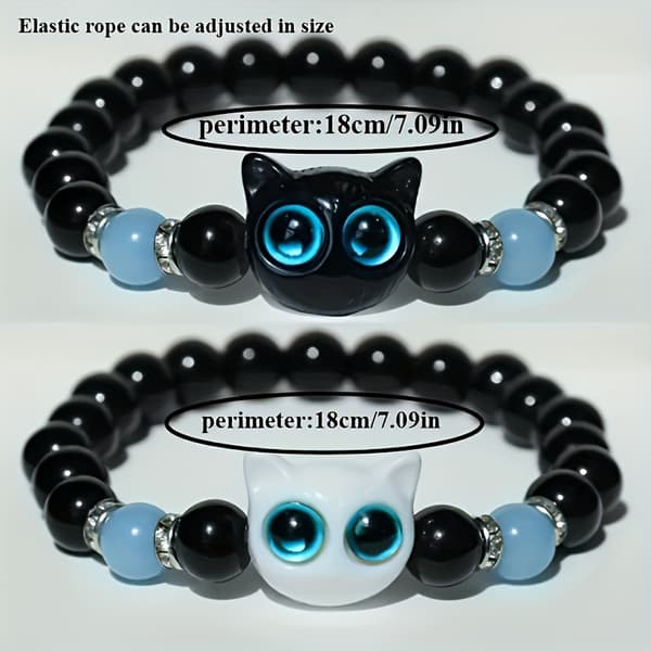2 stk. Kattehoved Elastiske Pararmbånd Selvlysende Justerbare Smykker 【Multi Color】