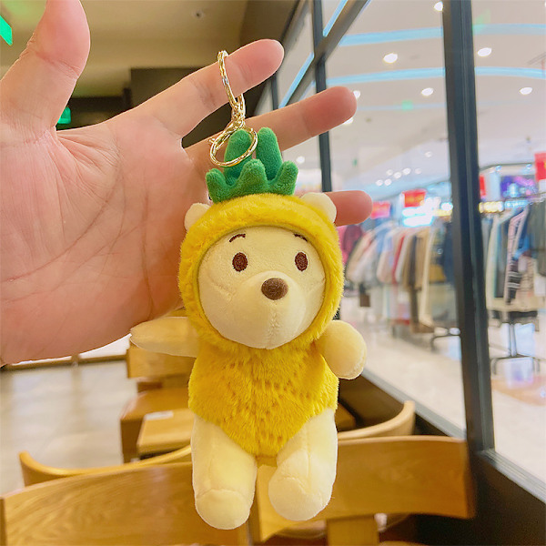 Tecknad Kuromi docka skolväska hänge docka plyschleksak par nyckelring väska hänge Plush Pineapple Bear 11cm (with keychain)