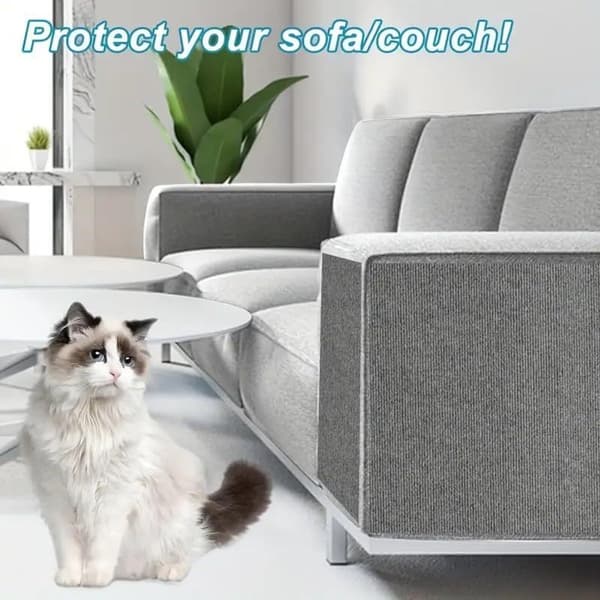 Selvklebende klorestativ for katt - DIY-beskyttelse mot kløring for møbler og vegger - Slitesterk teppebeskyttelse 200 x 40 cm mørkegrå
