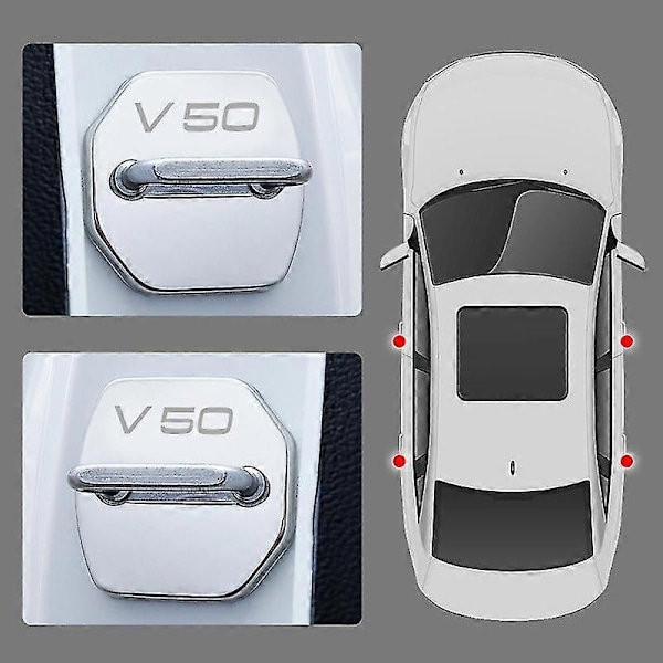 Bilmodell dörrlås skydd i rostfritt stål, lämplig för Volvo V50 biltillbehör - Perfet