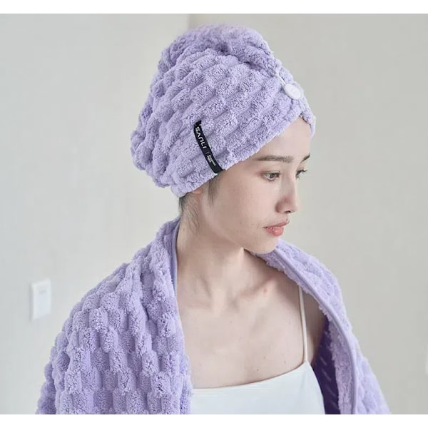 Superabsorberande Tjock Hårhandduk i Korallfleece - Snabbtorkande och Bekväm Hårhandduk Grå gray