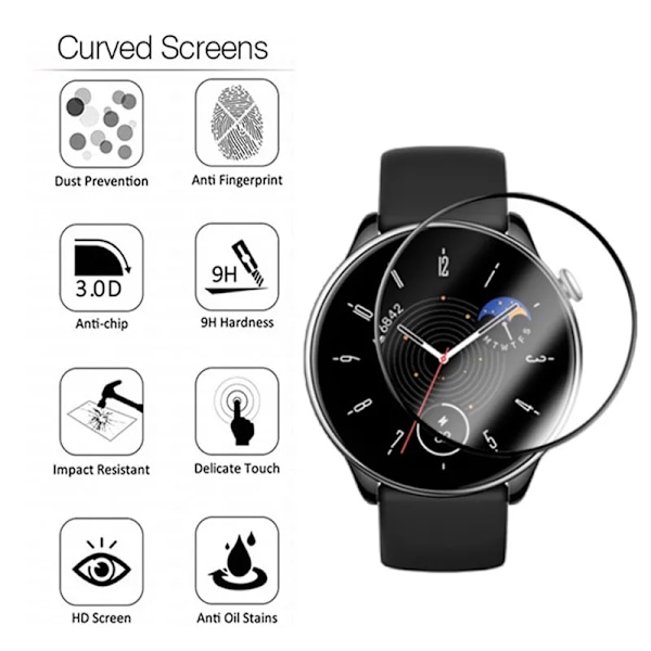 1-2 kpl Näytönsuoja Amazfit Gtr Mini Gtr 4 3 2 Pro 2E -älykelloon, täyspeittävä suojakalvo, Gtr3 Gtr4 -lasi Amazfit GTR 4:lle, 1 kpl