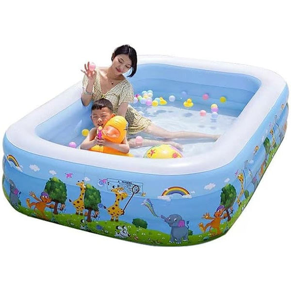 Oppustelig rektangulær swimmingpool til børn og voksne 120cmx83cm, rektangulære swimmingpools over jorden til baghaven udendørs