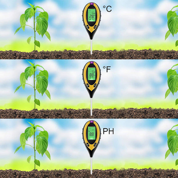 Jordtester til planter 4-i-1 Sollys pH-måler, Fugtmåler, Plante pH-måler{hh}