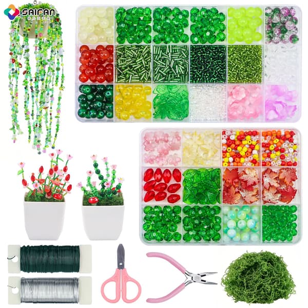 Dobbeltboks frøperlesæt DIY perlesæt krystal løse perler til armbånd halskæde Double box set