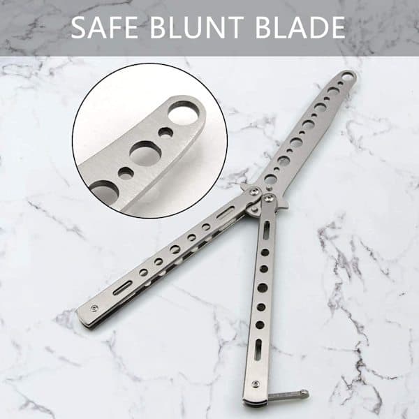 Butterfly Knife - 2-pack Butterfly Knife Training Tool Steel Metal for Practicing Flipping Tricks, Balisong Trainer Black & Silver