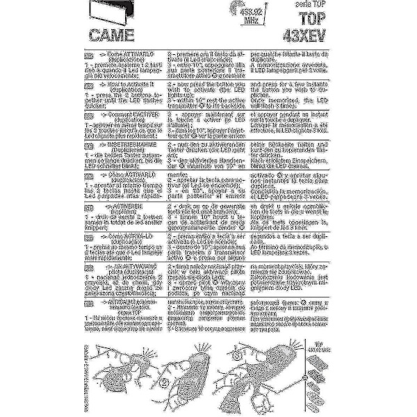 CAME Top432na 2-paketti 433.92 Mhz Käsikäyttöinen Kaukosäädin Yhteensopiva Top432ev Top432ee kanssa