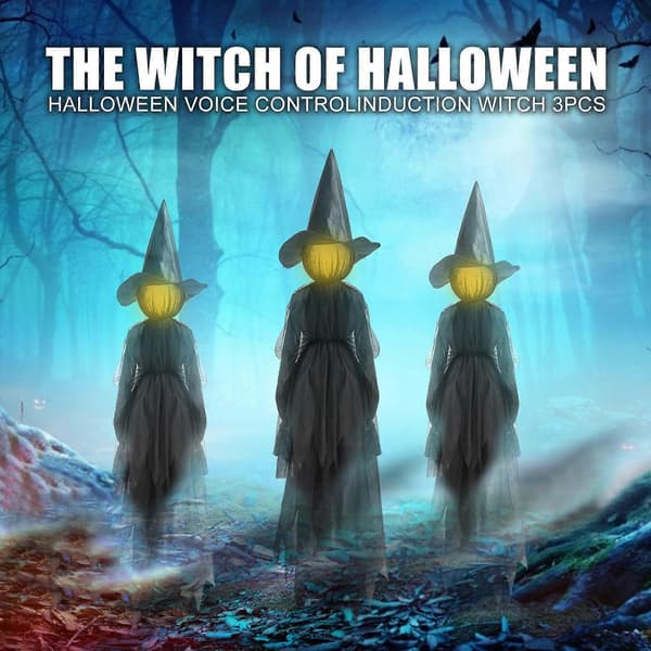 2025 Julepynt Halloween Selvlysende 3 Personer Heks som Holder Hender