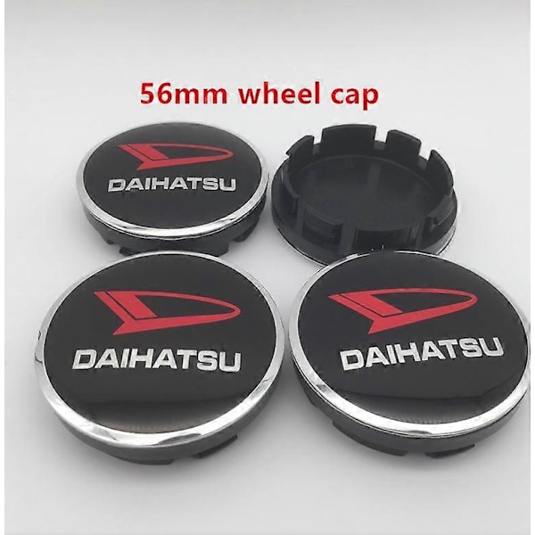 4 kpl 56mm 60mm Daihatsu Auton Pyöränkeskiön Kansi Navan Kapseli Merkki Tunnus Tarra Pico Materia Rocky Kopen Copen Esse Terios 56mm black red 2