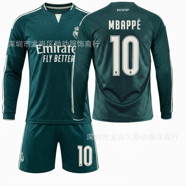 Fodboldtrøje Real Madrid Udebane Langærmet grøn til børn voksne 2526 Real Madrid #twenty two