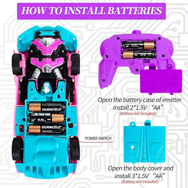 Radiostyret Bil, Transformer Bil Robot RC Biler til Børn Drenge Piger Gave, 2.4g 1:18 Skala Racerbil med Én-Knaps Pink