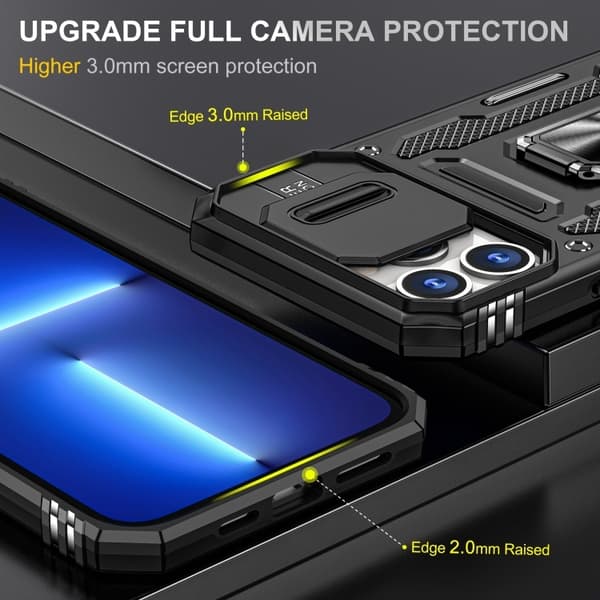 iPhone 16 Pro - Cover CamShield / Kamerabeskyttelses Ringholder Sort Sort