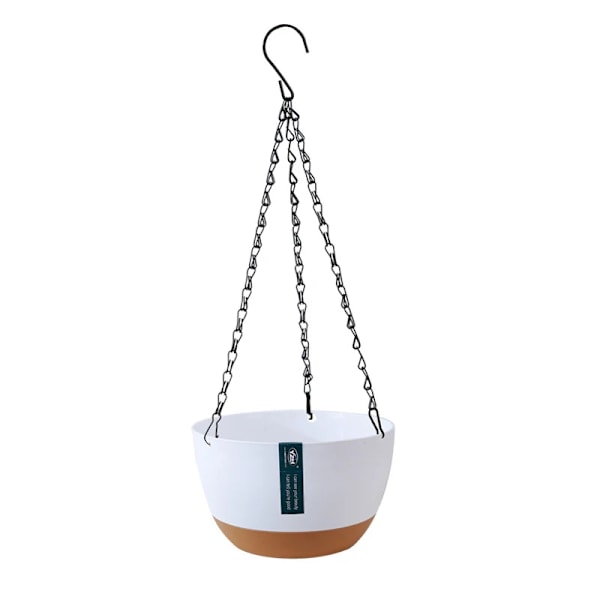 Automatisk Vandabsorberende Blomsterpotte, Moderne Hængende Kurv med Kontrastfarve, Potter til Have og Indendørs Planter, Balkonbeslag white