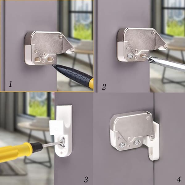 4 pcs. mini locks, double roller cabinet door locks, wardrobe locks, mini push locks, cabinet door locks door stoppers (with counterpart)