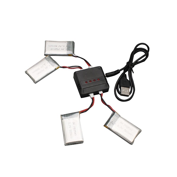4 stk 3.7v 500mah Oppladbare Lipo Batteri med Lader for Syma X5c/X5sc Rc Quadcopter