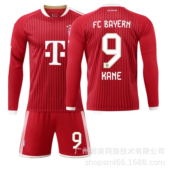 Fodboldtrøje Langærmet Bayern München Sæt med numre 26 27 9 17 10 til mænd kvinder No size sock protector M