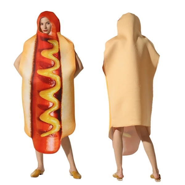 Karnevaali Party Hauska Ruoka Cosplay Halloween Asu Aikuisille Joulu Perheen Vaatteet Hot Dog Pizza Juhla Vaatteet Lapset Pretzelit Pretzels One Size