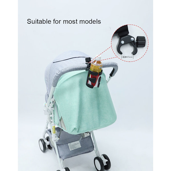Baby Mugghållare Universal 360° Roterbar Dryckesflaskhållare för Barnvagn Rullstol