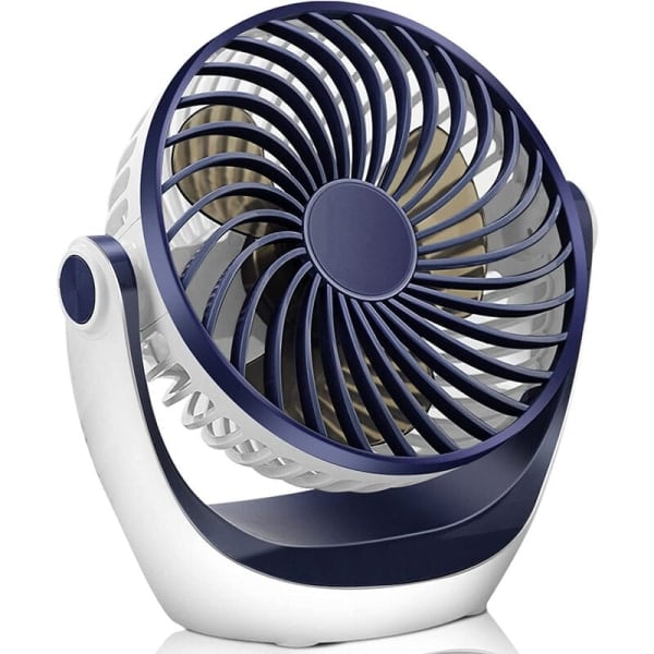 USB Table Fan, Portable Quiet Fan, Powerful Mini Fan, Small Table Fan with 3 Speeds for Bedroom, Office, Home, Kitchen (360° Rotation, USB Powered)