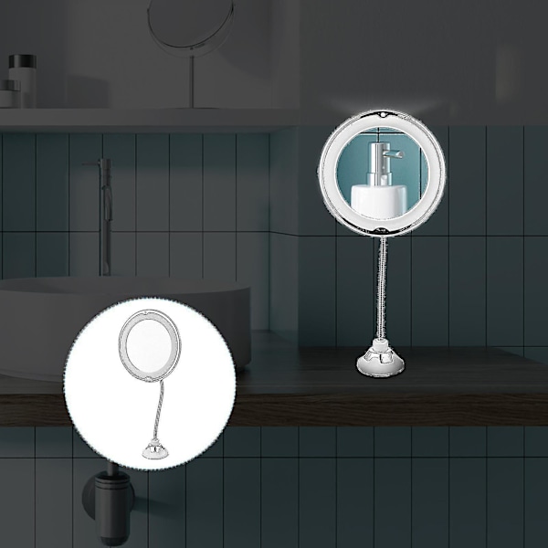 10x Förstoringssminkspegel - Med sugkopp och LED-ljus, badrumsspegel